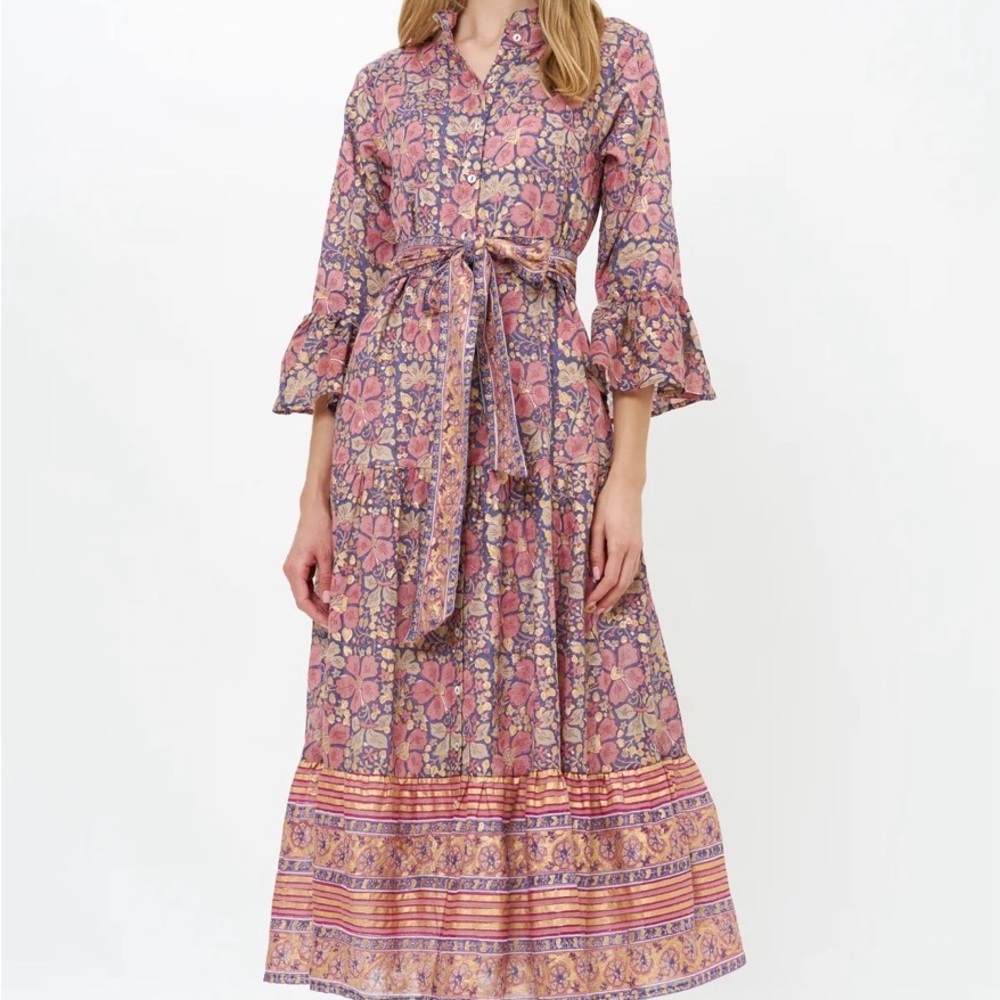 Oliphant Pink and Purple Floral Maxi Dress